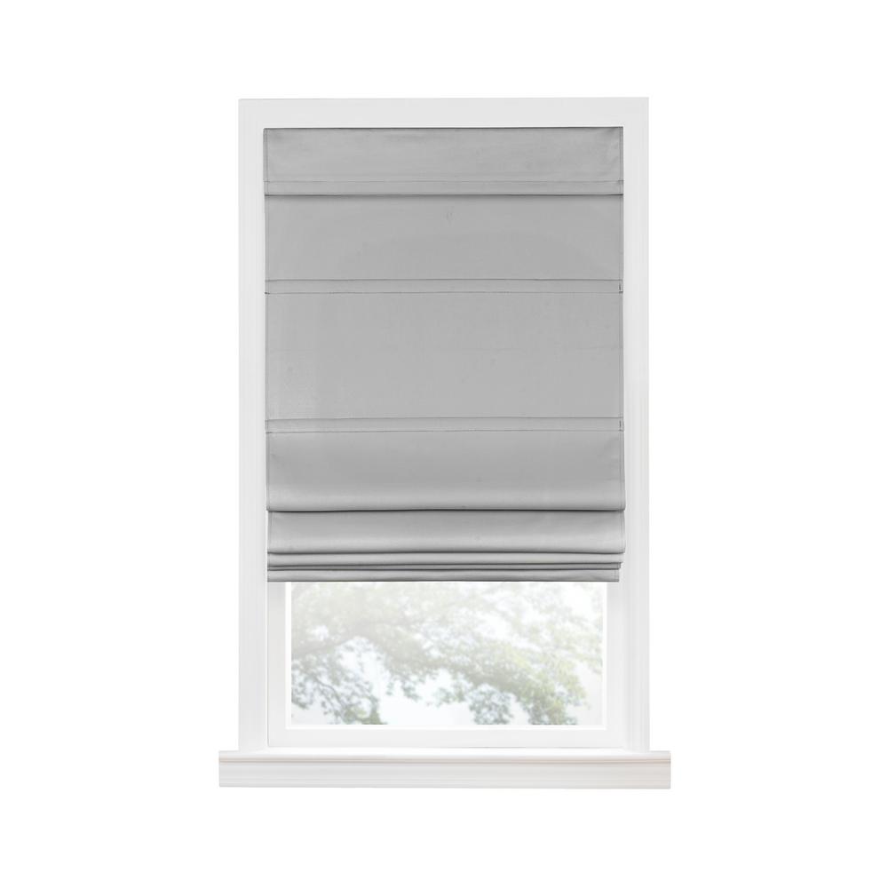 Achim Grey Cordless Blackout Easy Care Polyester Roman Shades 31 in. W