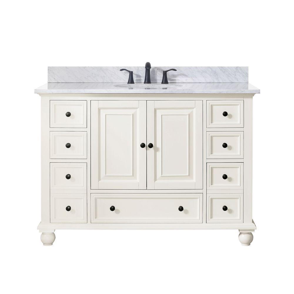 Avanity Thompson 49 in. W x 22 in. D x 35 in. H Vanity in French White ...