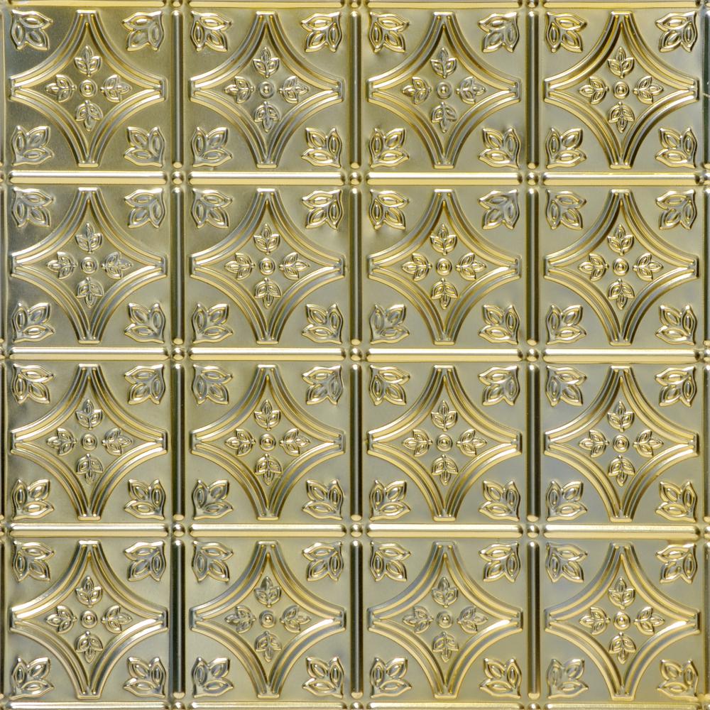 From Plain To Beautiful In Hours Tiny Tiptoe 2 Ft X 2 Ft Lay In Tin Ceiling Tiles In Gold Nugget 48 Sq Ft Box Skpc209 Gn 24x24 D 12 The Home Depot