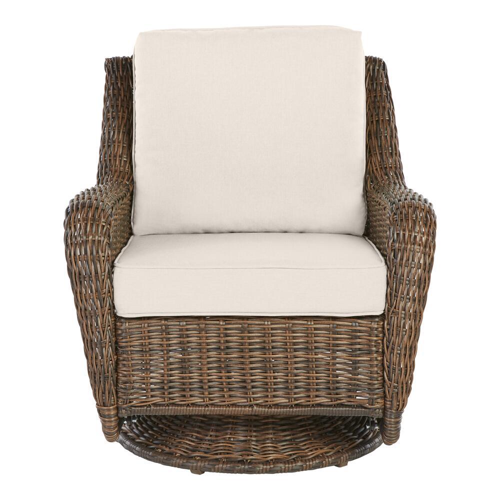 Hampton Bay Cambridge Brown Wicker Outdoor Patio Swivel Rocking Chair