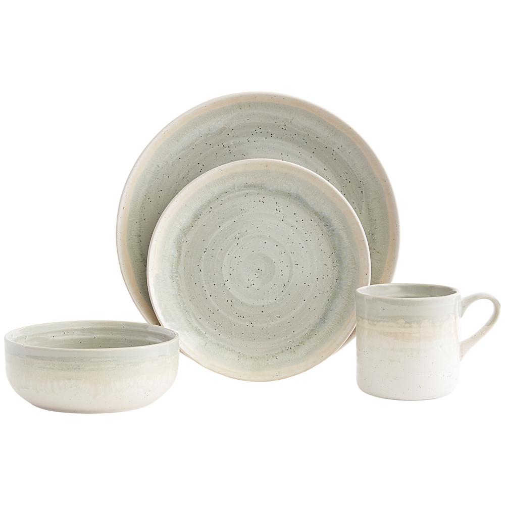 BAUM Hearth 16-Piece Casual Seafoam Ceramic Dinnerware Set (Service for ...