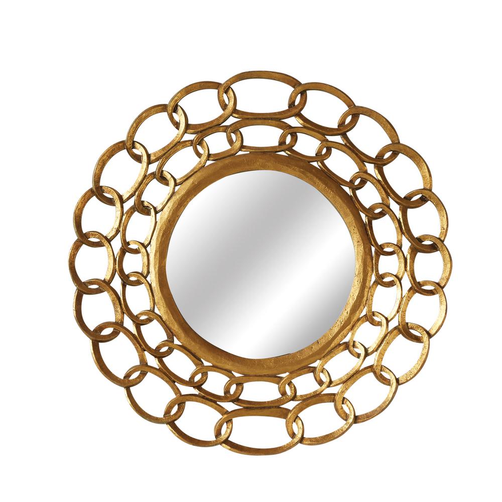 3R Studios Round Gold Wood Decorative MirrorDA7370HD