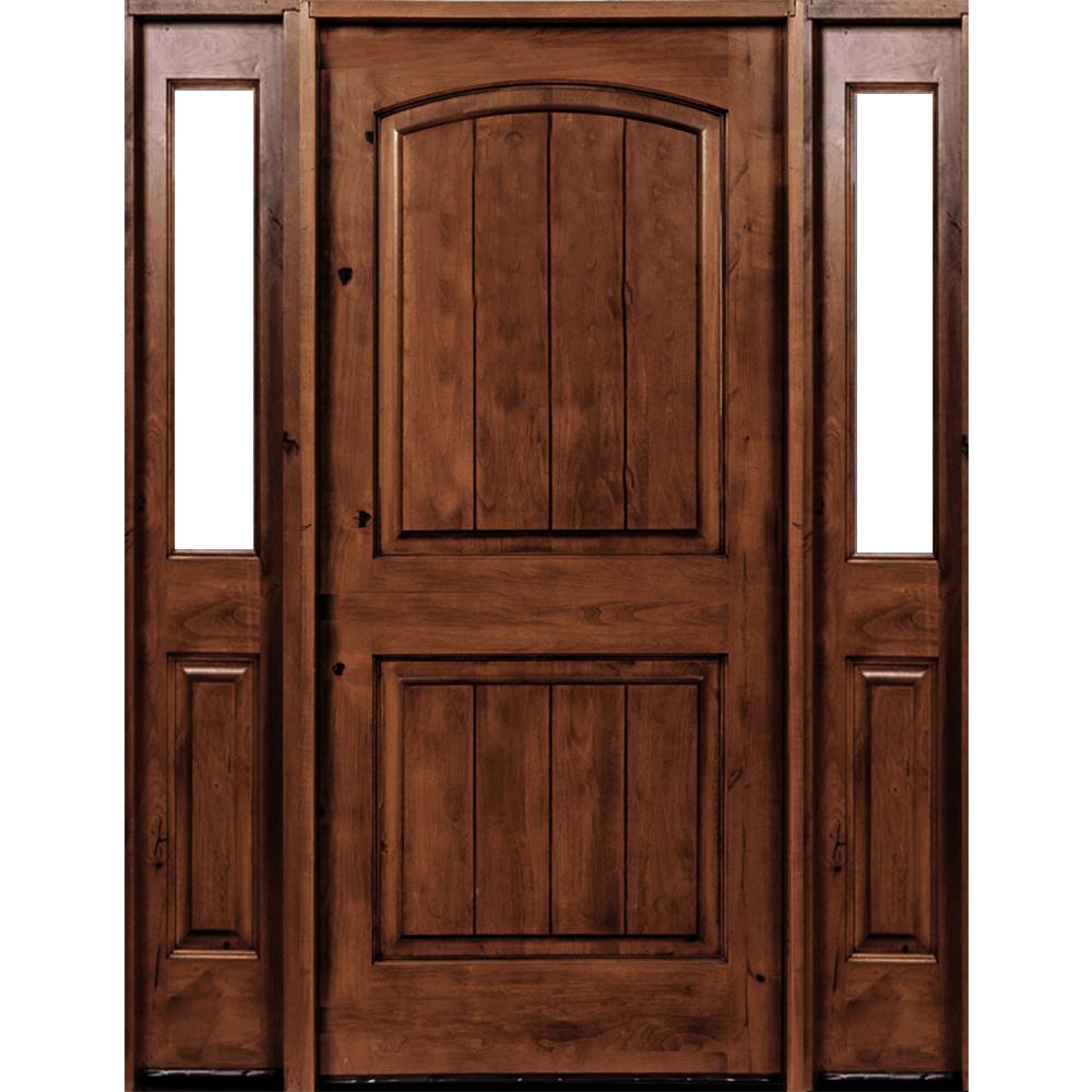 Krosswood Doors 64 in. x 80 in. Rustic Alder Arch Red Krosswood Doors 64 in. x 80 in. Rustic Alder Arch Red