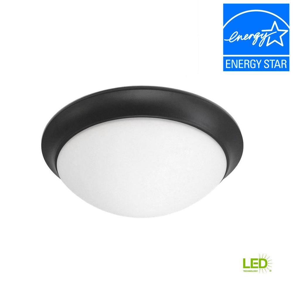 Envirolite Bronze Flush Mount Lights Lighting The Home Depot Satin Bronze Led Flushmount With Frosted White Glass