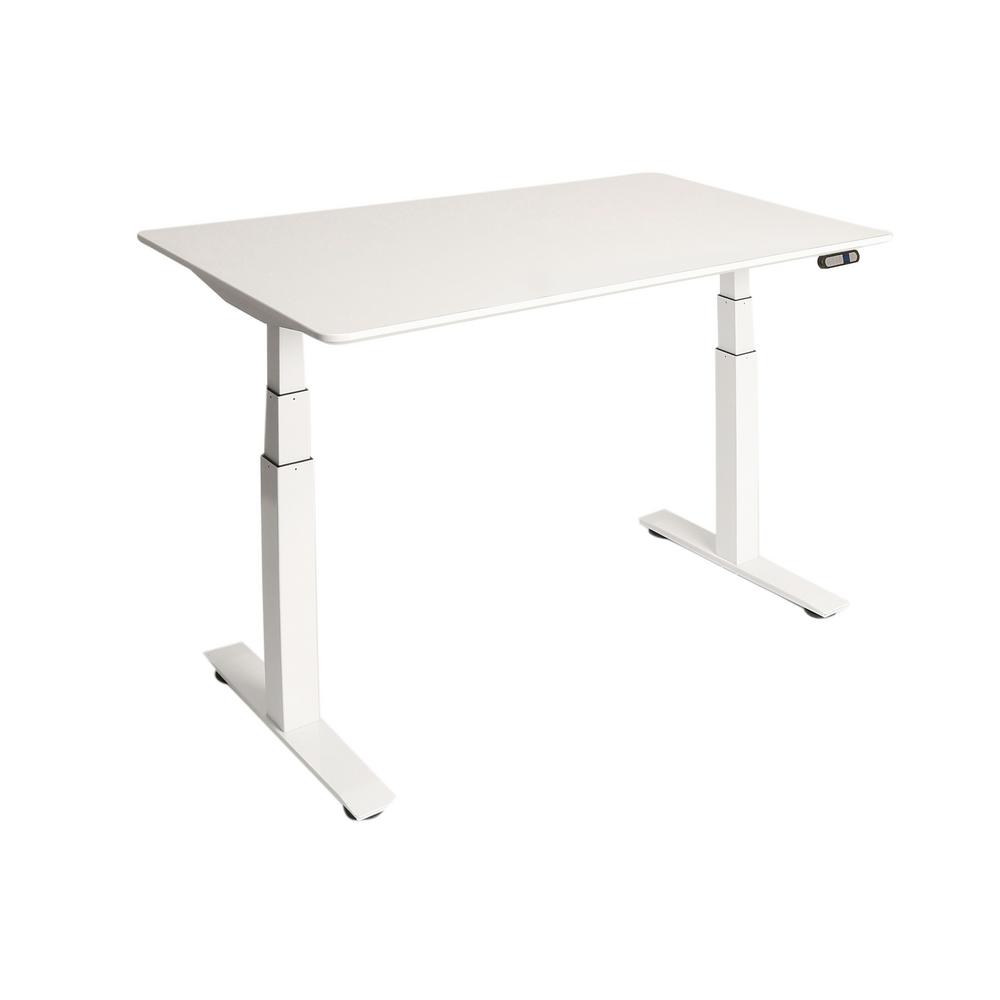 Motion Wise 48 in. Rectangular White 1 Drawer Standing Desk with ...