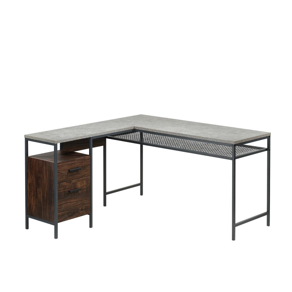 Sauder Market Commons Rich Walnut With Slate Gray Accents L Shaped