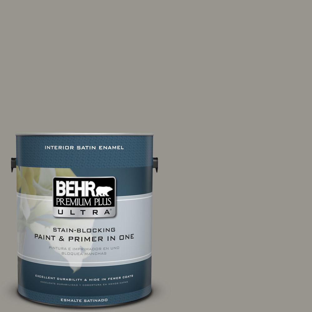 Behr Premium Plus Ultra 1 Gal N360 4 Battleship Gray Matte N360 4 Battleship Gray Satin Enamel Interior Paint And Primer In