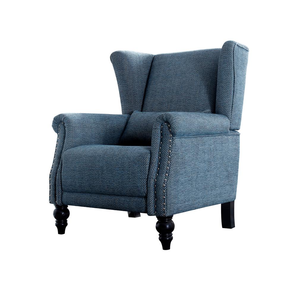 LOKATSE HOME Denim Polyester Nailhead Trim Wingback Chair-AC18813 - The  Home Depot