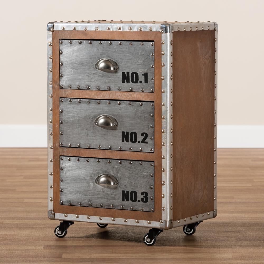 Baxton Studio Avere 3Drawer Sliver and Golden Oak Nightstand 1529196HD The Home Depot