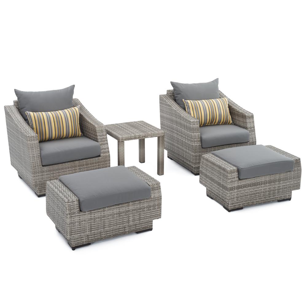 Rst Brands Cannes 5 Piece Wicker Patio Club Chair And Ottoman Set