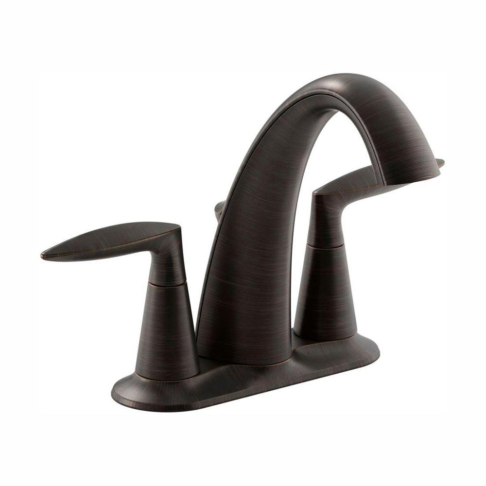 KOHLER Alteo 4 in. Centerset 2-Handle Low-Arc Bathroom Faucet in Oil ...