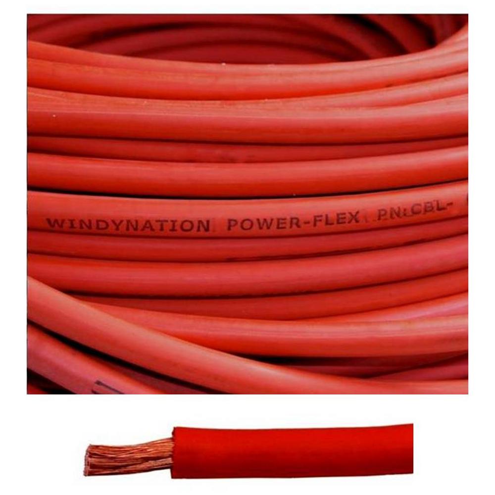 WindyNation 6-Gauge 6 AWG 20 ft. Red Welding Battery Pure Copper