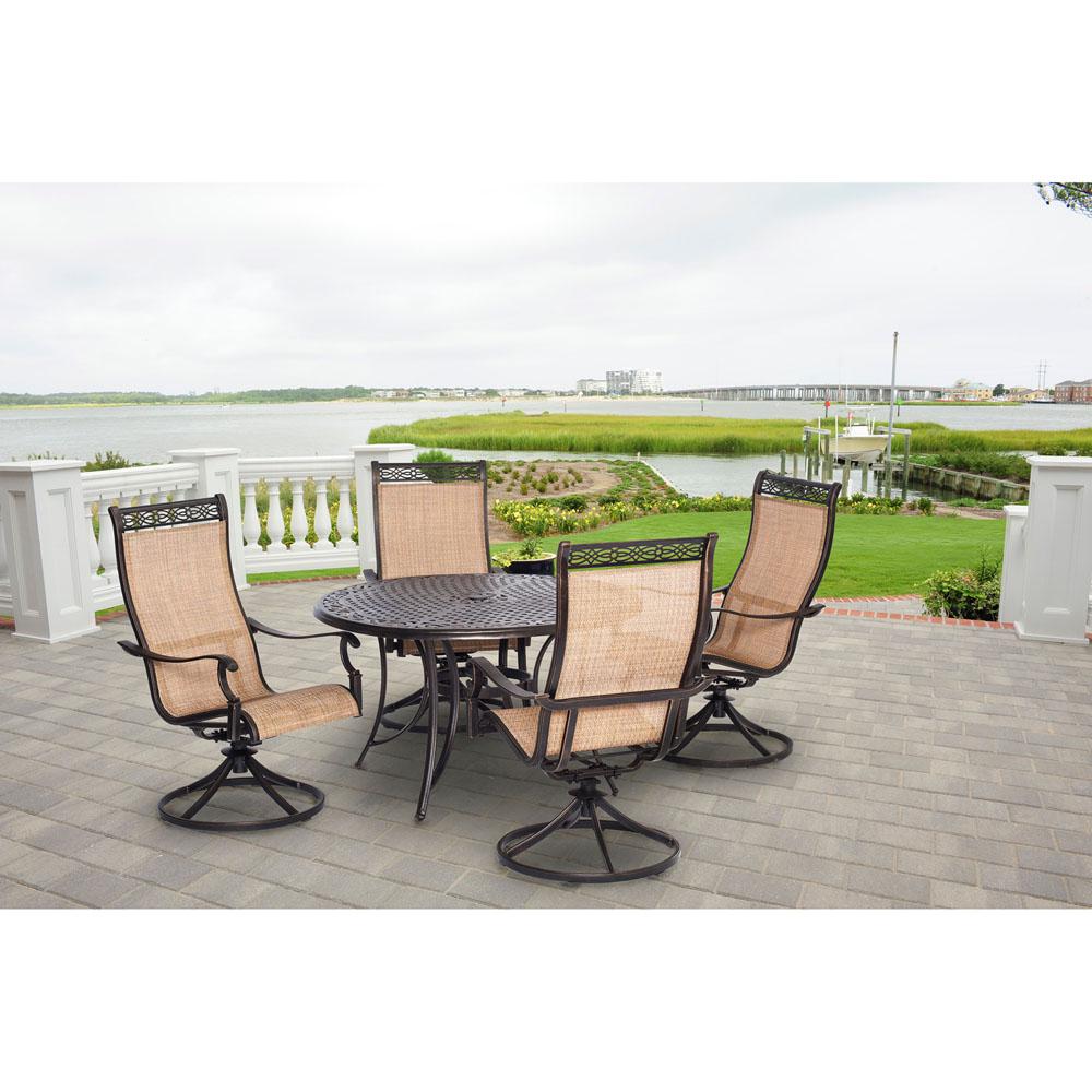 Hanover Manor 5Piece Round Patio Dining Set with Four Swivel Rockers