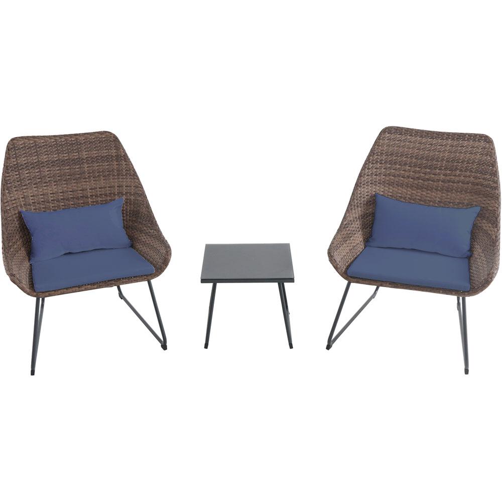 Dining Chair Metal Patio Furniture Conversation Sets 3 Piece Wicker Patio Conversation Set With Navy Blue Cushions