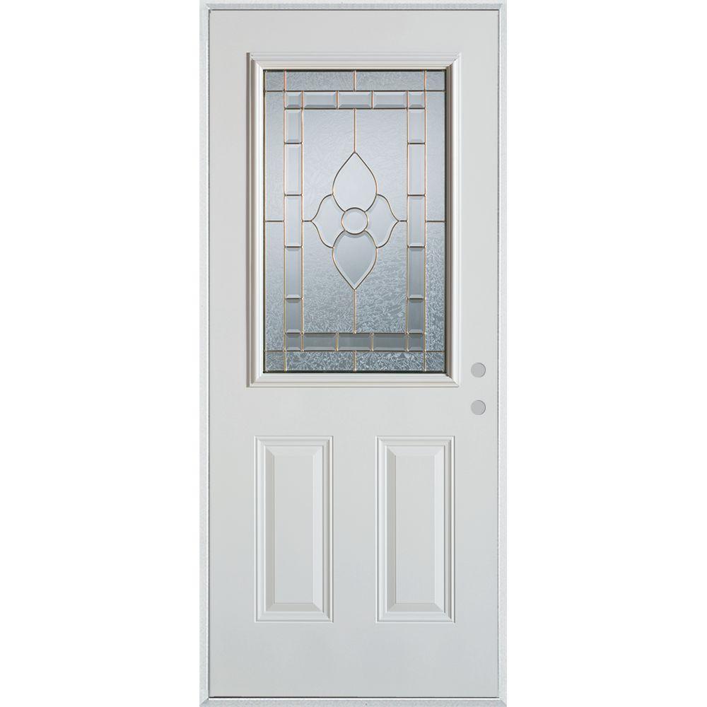 Stanley Doors 36 in. x 80 in. Traditional Brass 1/2 Lite 2