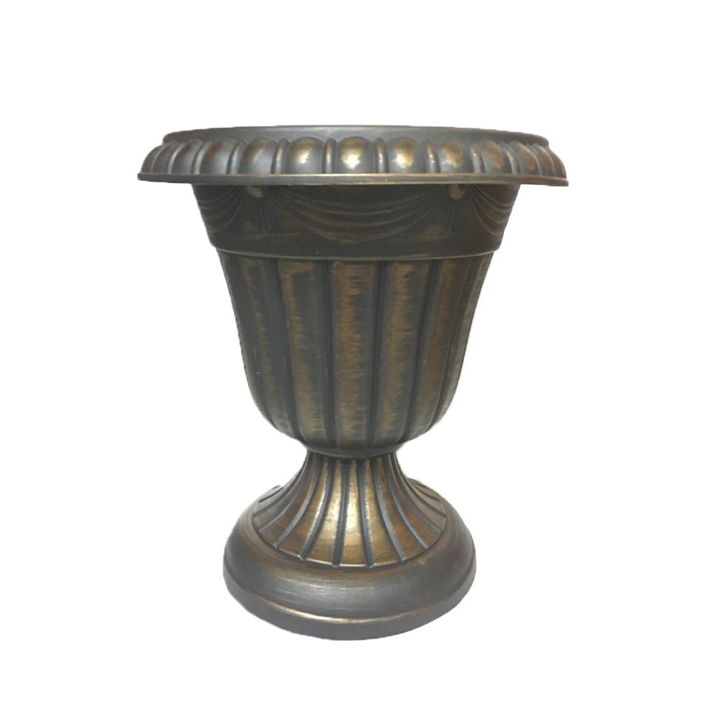 Arcadia Garden Products Traditional 16 in. x 18 in. Gray Plastic Urn ...