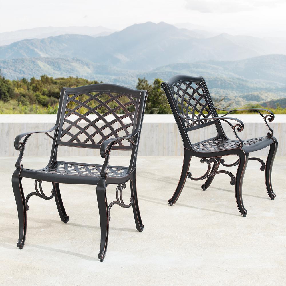 Oakland Living Contemporary Modern Mesh Lattice Aluminum Outdoor Dining