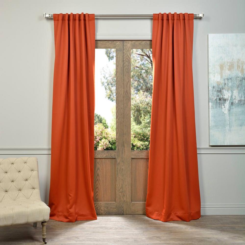 Exclusive Fabrics Furnishings Semi Opaque Blaze Orange Blackout Semi Opaque Blaze Orange Blackout Curtain 50 In W X 108 L Panel