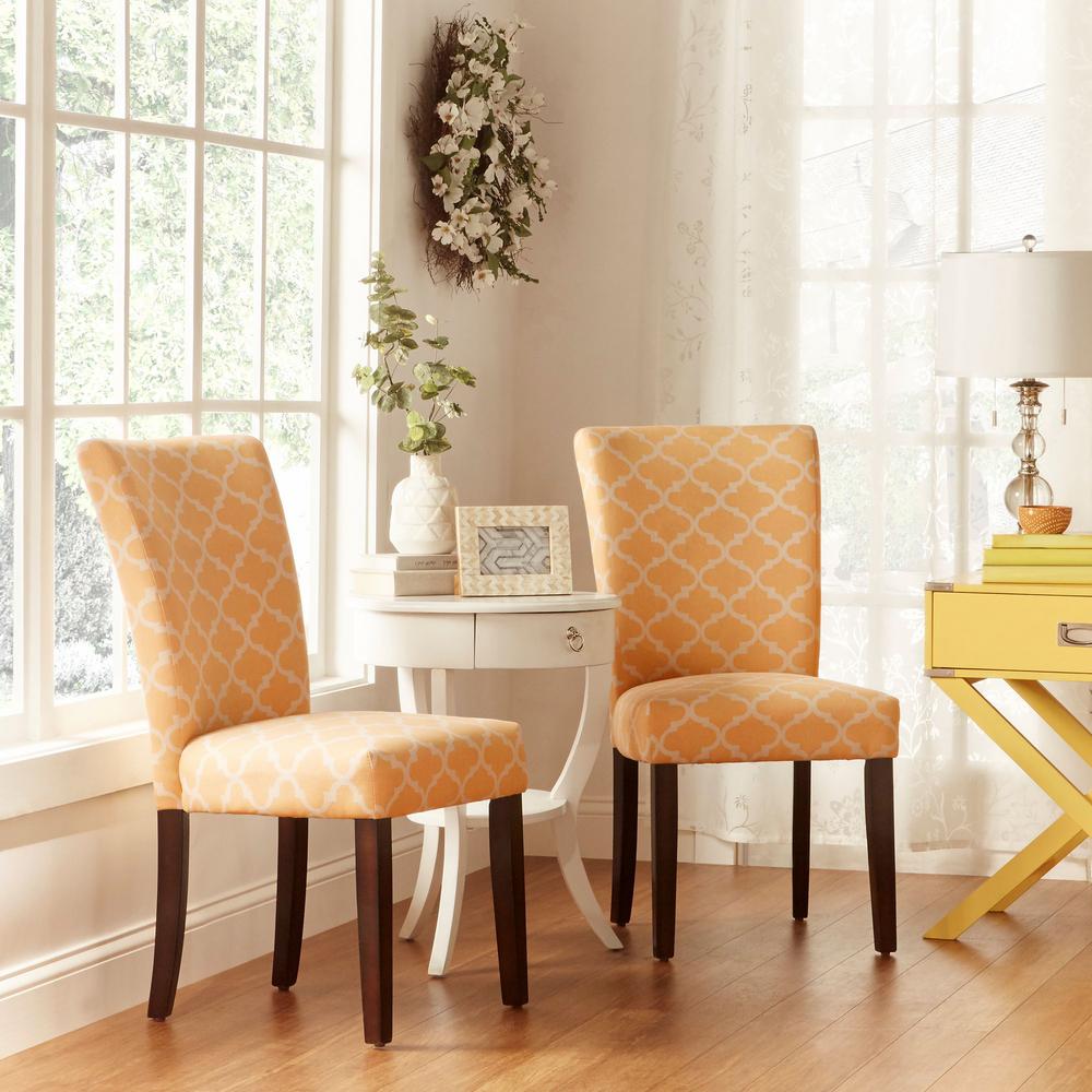 homesullivan espresso banana yellow pattern fabric parson chair set of  240721sy2pc  the home depot