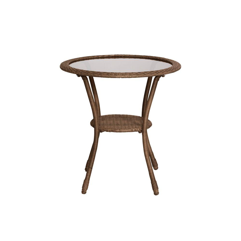 Hampton Bay Spring Haven Brown All-Weather Wicker Outdoor Patio Bistro Table by Hampton Bay