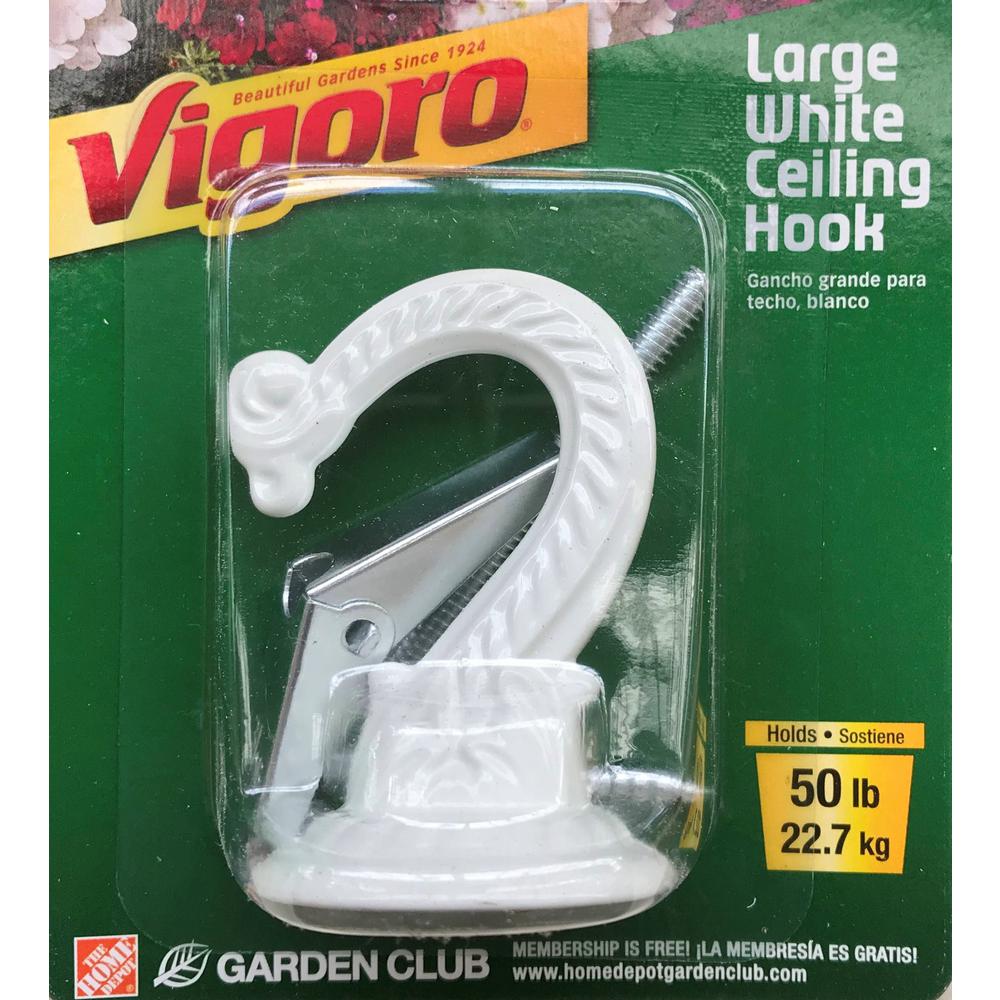 Vigoro 1 75 In X 1 5 In X 2 25 In White Metal Large Ceiling Hook