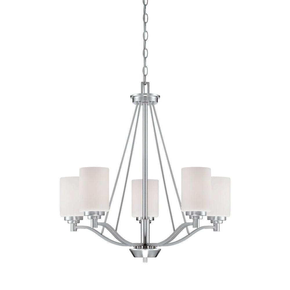 Millennium Lighting 5Light Satin Nickel Chandelier with Etched White