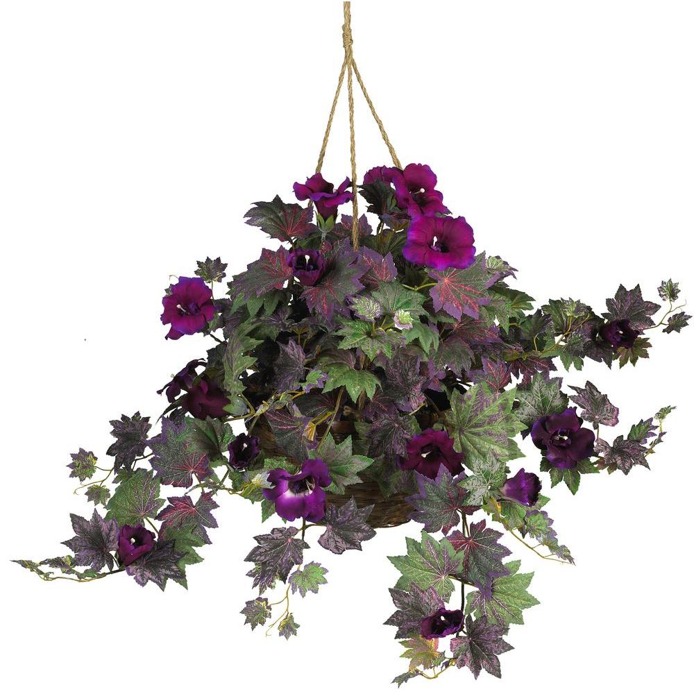 Nearly Natural Morning Glory Hanging Basket Silk Plant 6610 The Nearly Natural Morning Glory Hanging Basket Silk Plant