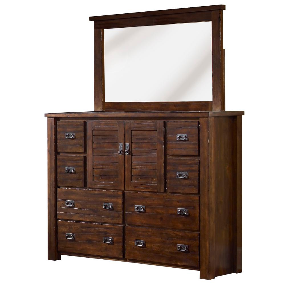 Progressive Furniture Trestlewood 8 Drawer Mesquite Pine Dresser