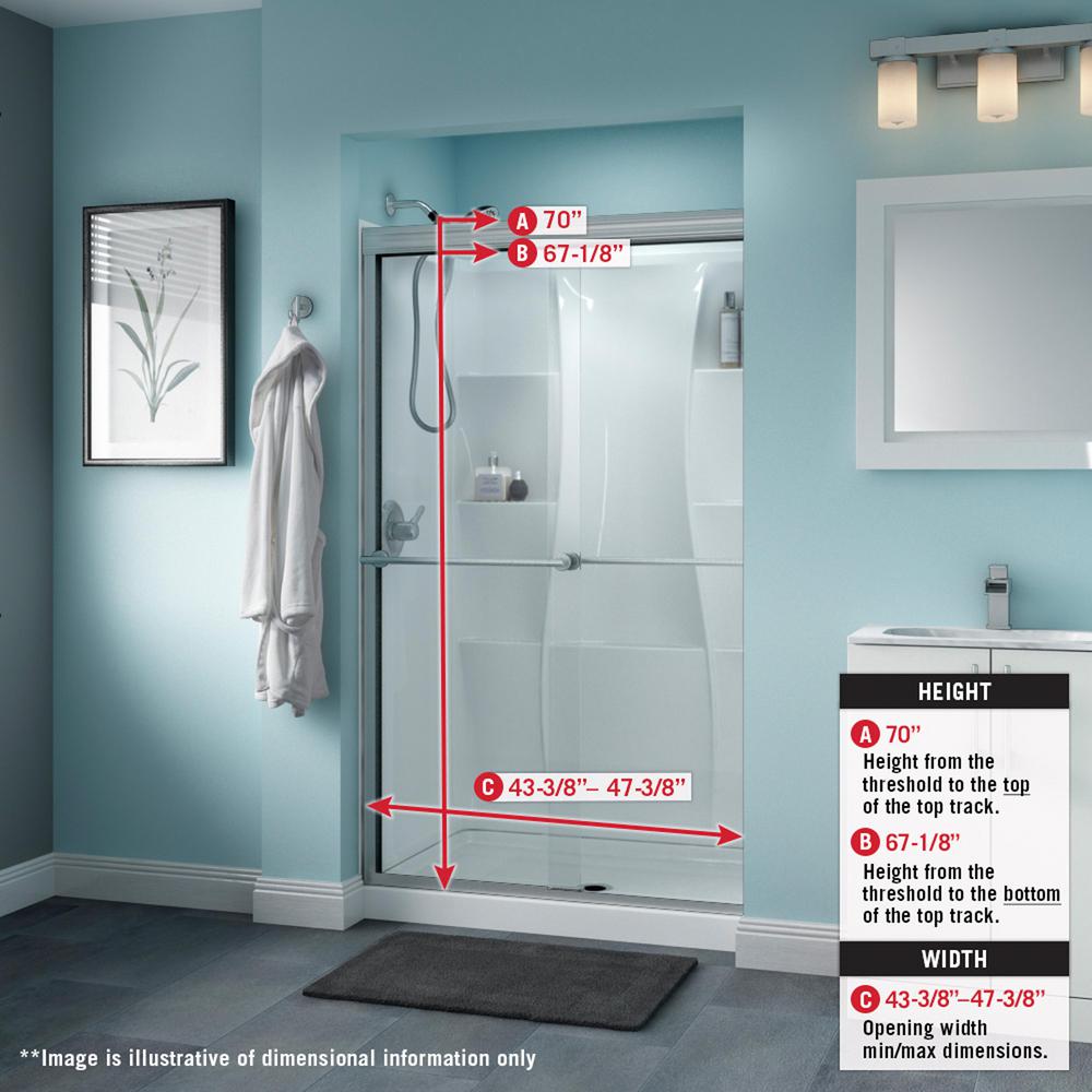 Delta Simplicity 48 In X 70 Semi, How To Keep Glass Shower Doors From Sliding Open