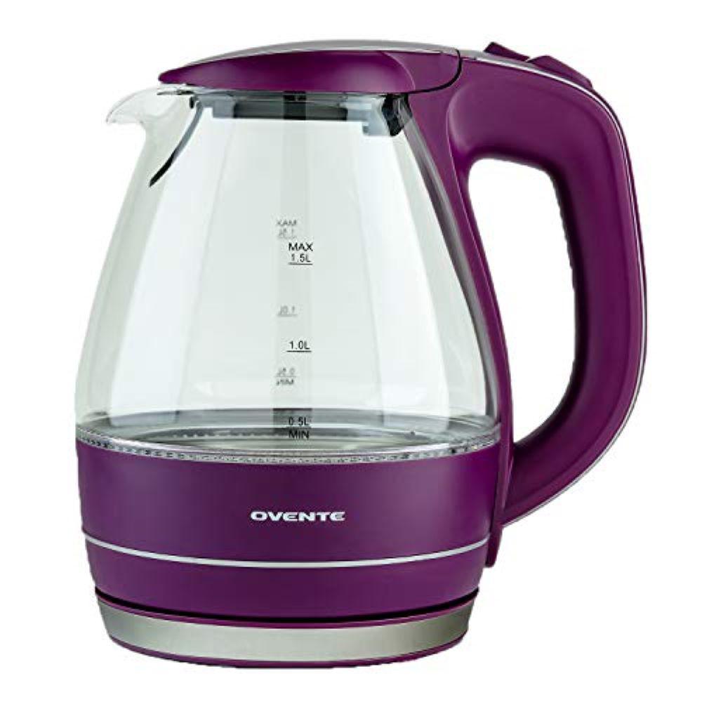 Ovente Illuminated 6.5Cup Purple Cordless Electric Kettle with Filter