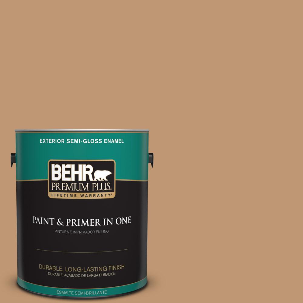BEHR Premium Plus 1gal. 270F5 Wilmington Tan SemiGloss Enamel