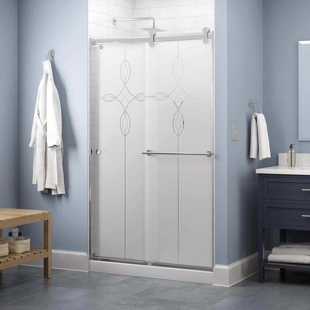 Delta Crestfield 48 x 71 in. Frameless Contemporary Sliding Shower Door ...