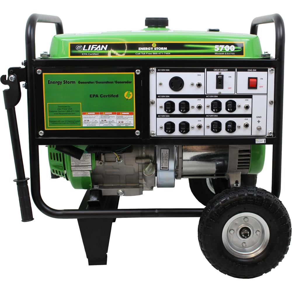 LIFAN Energy Storm 5,700/5,000-Watt Gasoline Powered Portable Generator