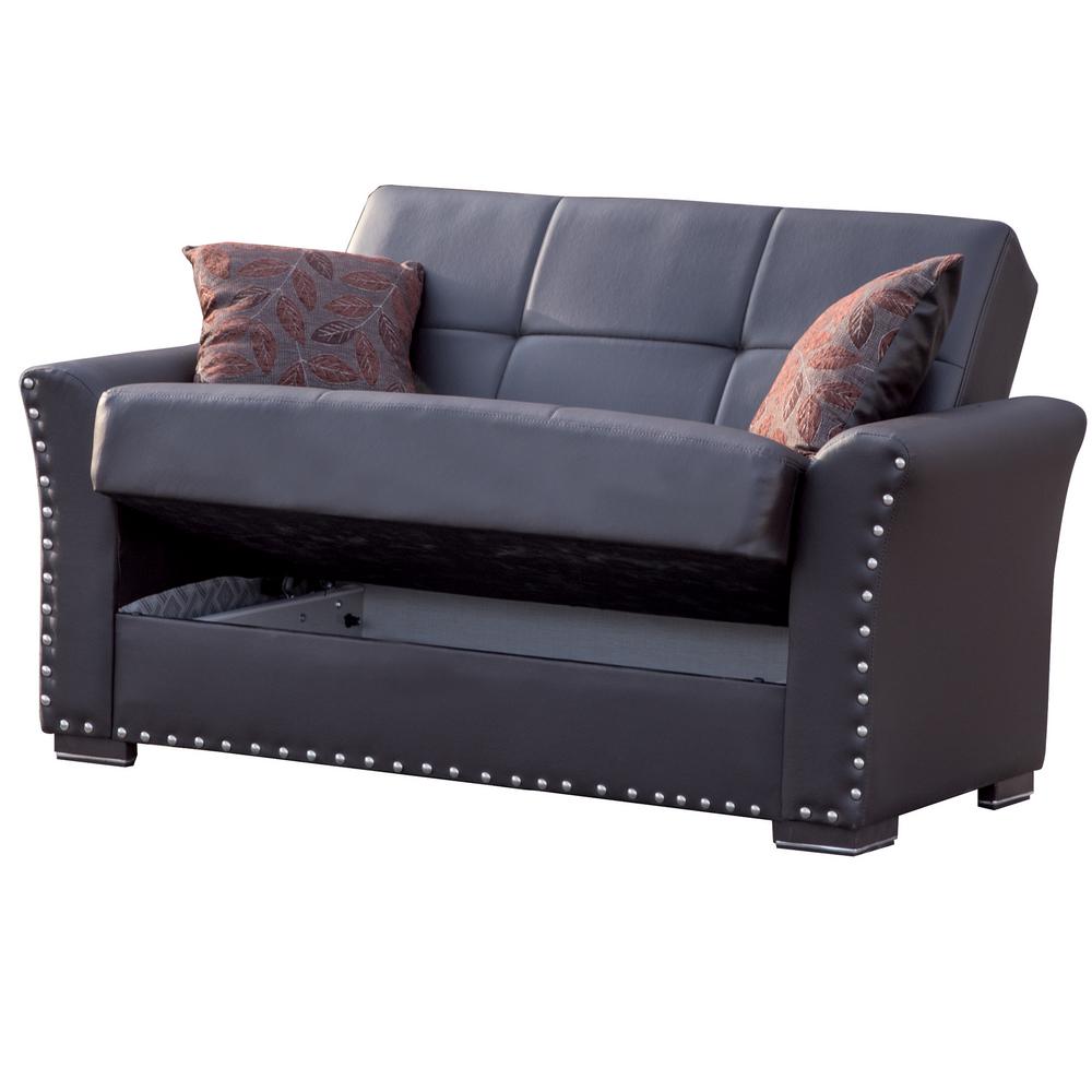 Ottomanson Diva Brown Leatherette Upholstery Convertible Love Seat Ottomanson Diva Brown Leatherette