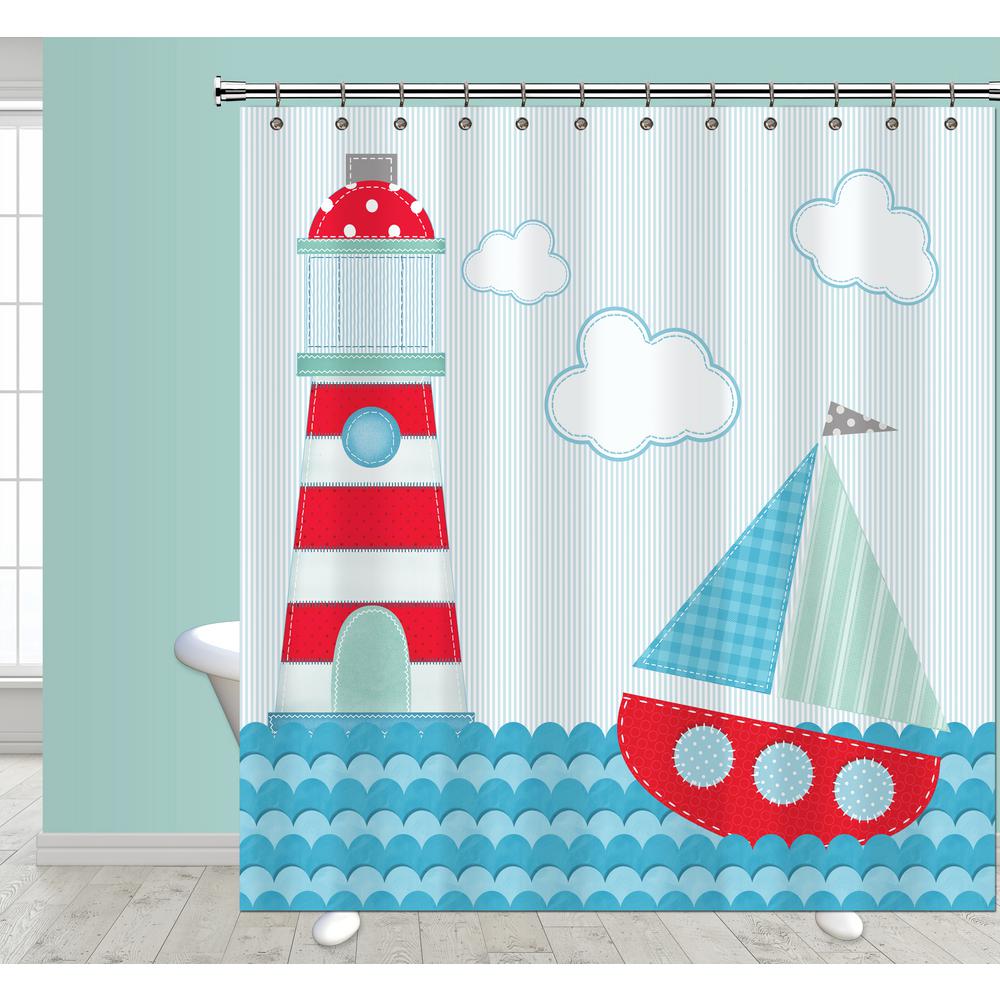 Ahoy 72 In Sailboat Shower Curtain 70000 The Home Depot