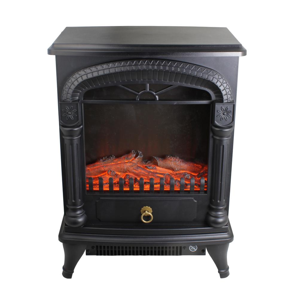 Comfort Zone 1 500 Watt Black Electric Fireplace Stove Heater With Realistic 3d Flame Effect Czfp4 Ec The Home Depot