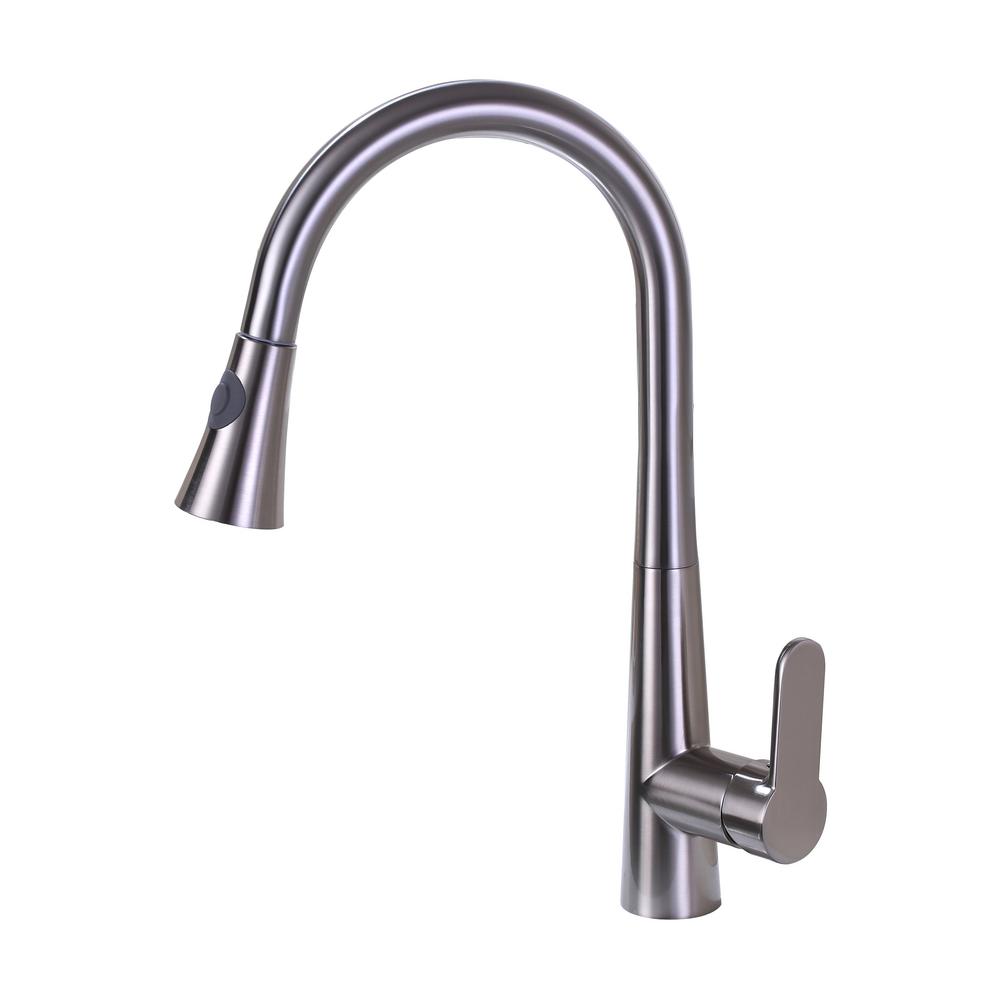 Vanity Art 9.05 in. Single-Handle Pull-Down Sprayer Kitchen Faucet in Brushed Nickel was $122.0 now $85.4 (30.0% off)