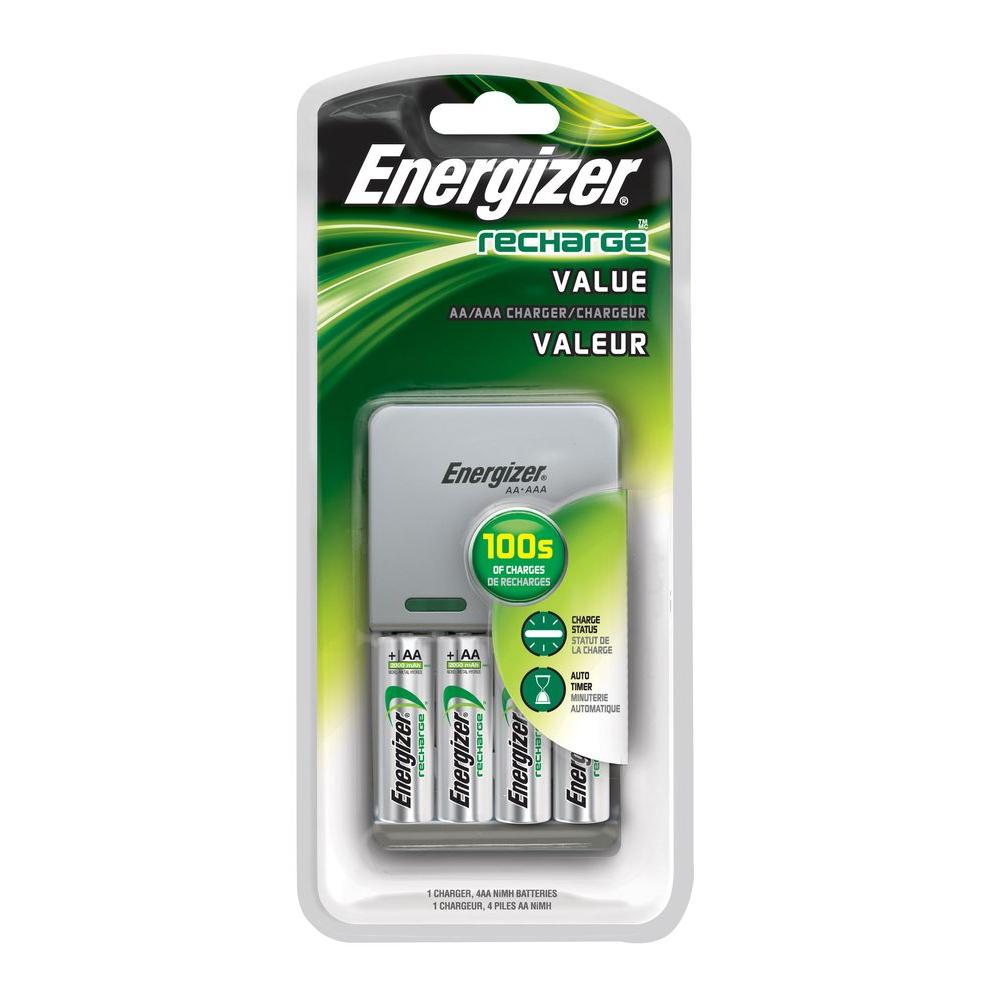 Energizer Exceptional Value AA/AAA Battery Charger with 4 ...