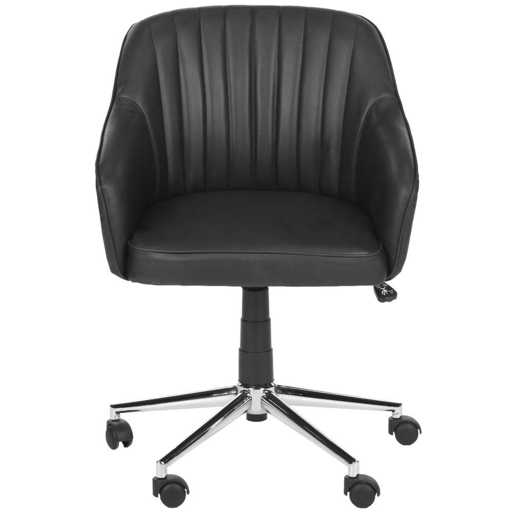 safavieh hilda black faux leather office chair fox8509a the home depot