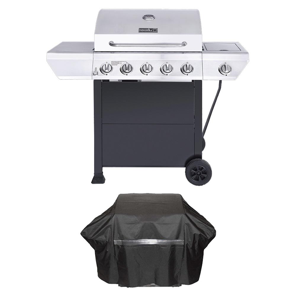 Nexgrill 4 Burner Propane Gas Grill In Stainless Steel With Side 5 Burner Propane Gas Grill In Stainless Steel With Side And Black Cabinet Plus
