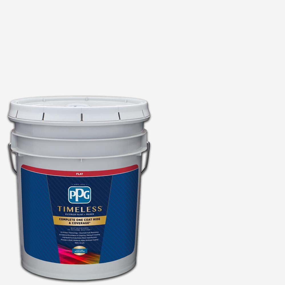 5 gal. Pure White/Base 1 Flat Exterior Paint with Primer