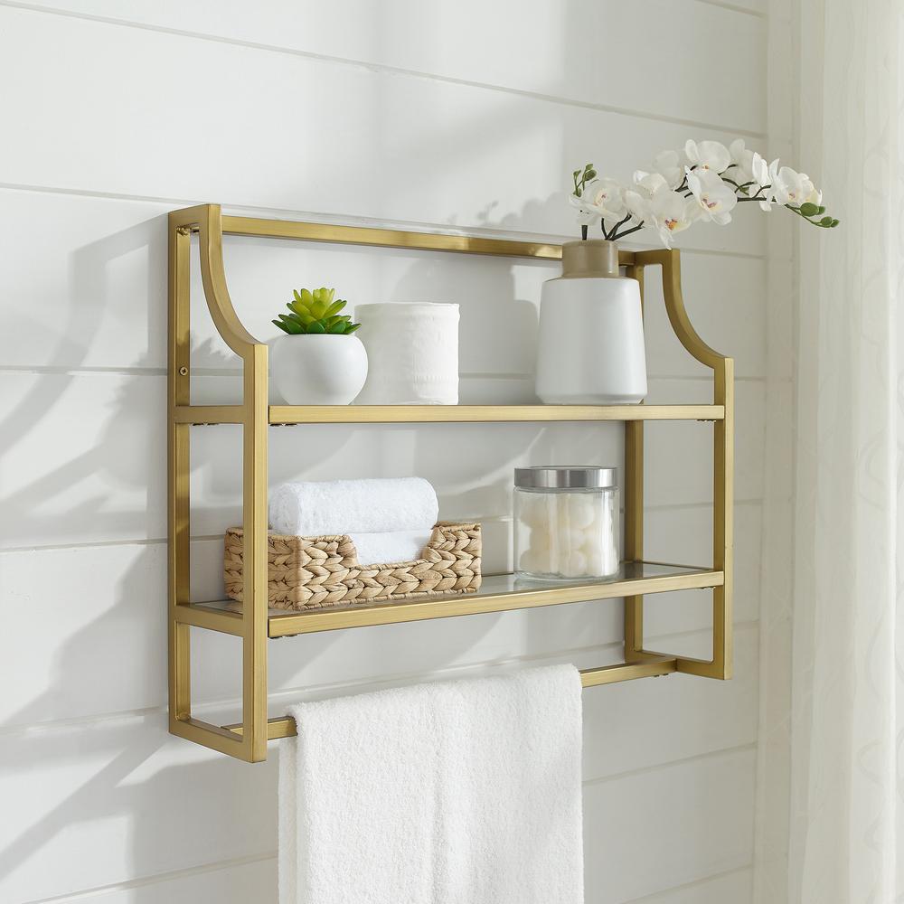 Crosley Furniture Aimee 24 In Wall Shelf Soft Gold Cf6204 Gl Wall Shelf In Soft Gold Cf6204 Gl