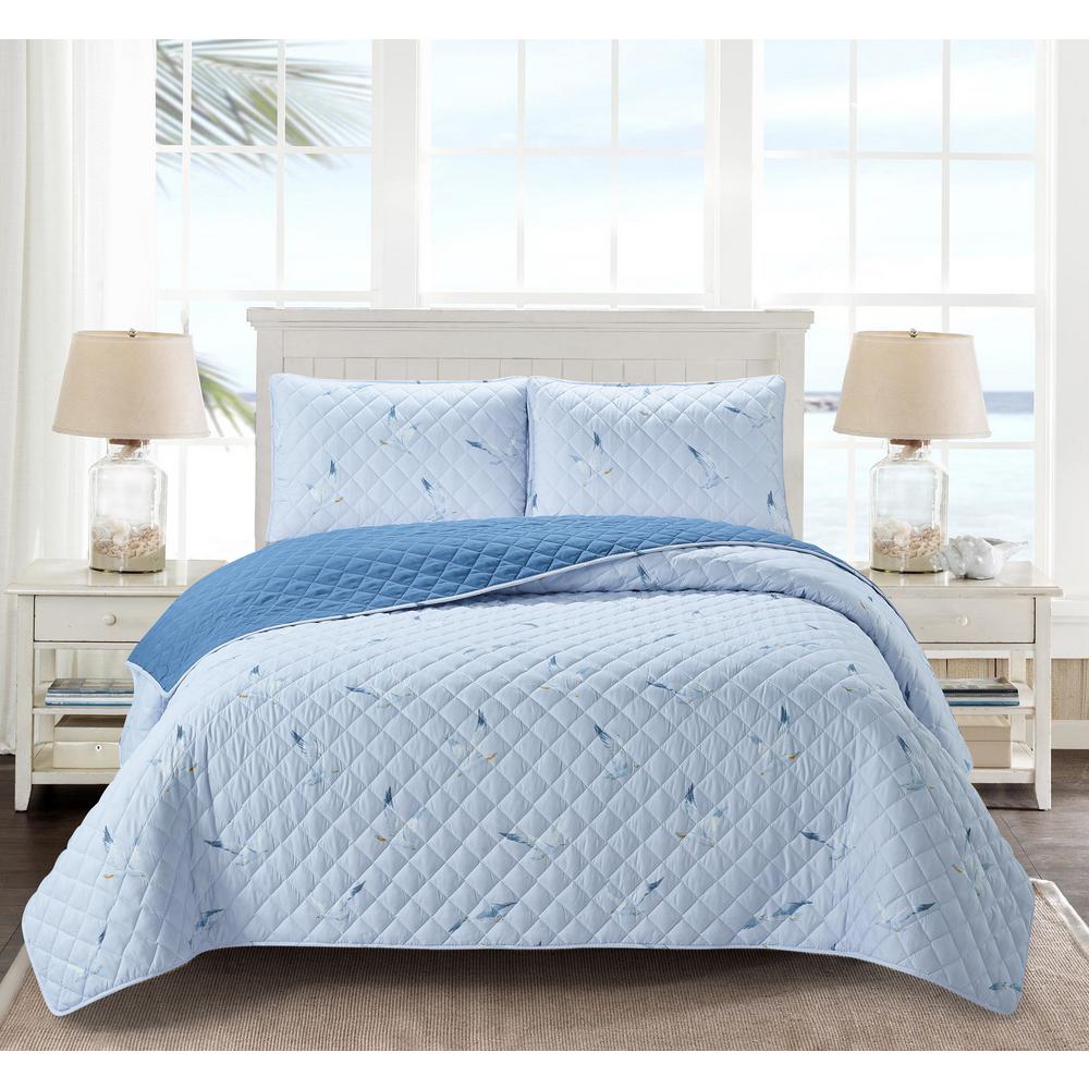 Bedspread Sandpiper Cove 100/%Cotton 3-Piece Quilt Set Coverlet