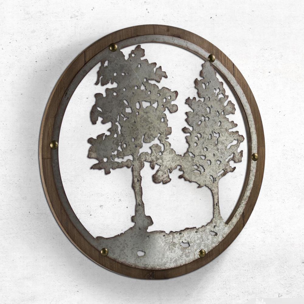 Crystal Art Gallery Wood And Galvanized Metal Tree Round Crystal Art Gallery Wood And Galvanized Metal Tree Round
