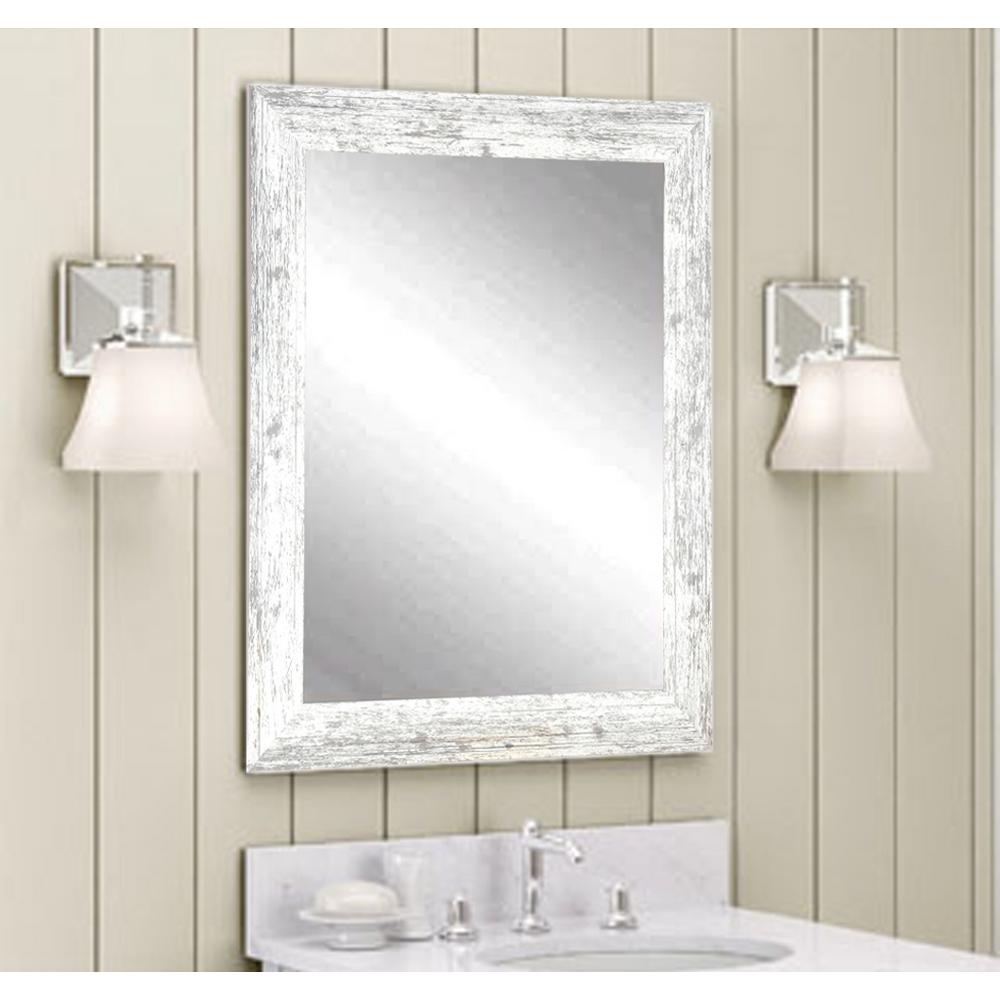 Brandtworks Distressed 22 In W X 32 In H Framed Rectangular Bathroom Vanity Mirror In Distressed White Bm032s The Home Depot