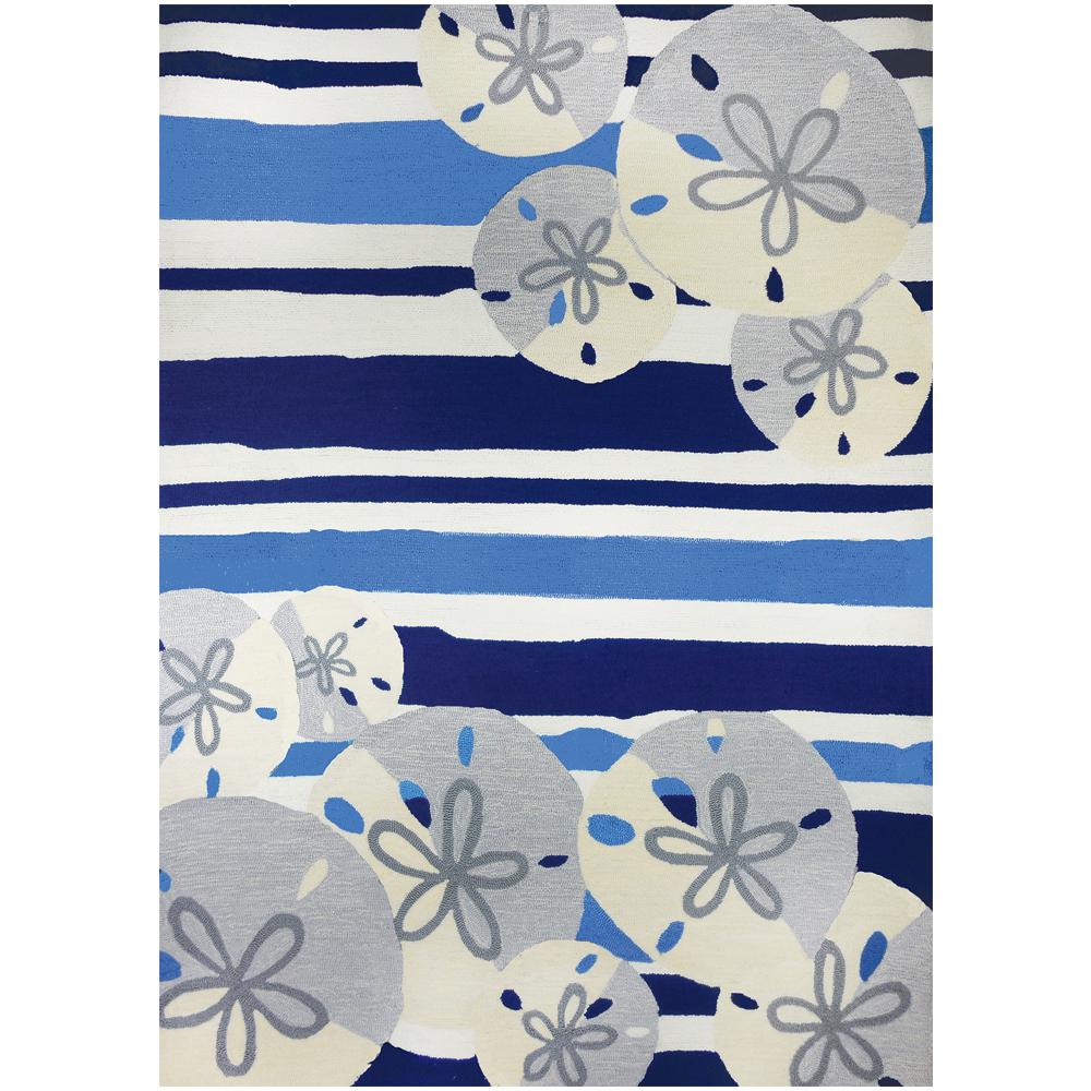 Sand Dollars On Blue Stripes 8 Ft X 10 Indoor Outdoor Area Sand Dollars On Blue Stripes 8 Ft X 10 Indoor Outdoor