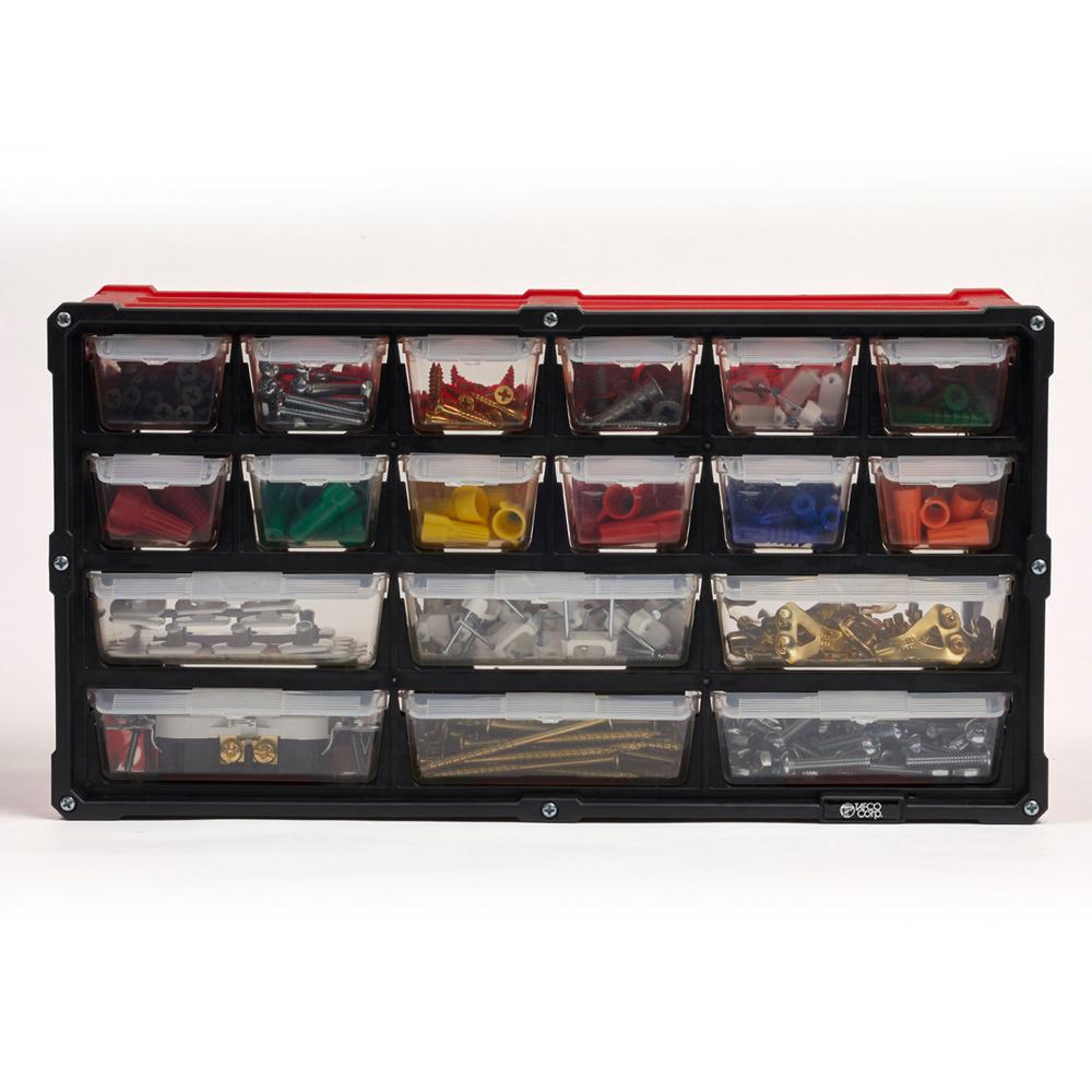 Tafco Product 18 Compartment Small Parts Organizer Red Dsor18srd