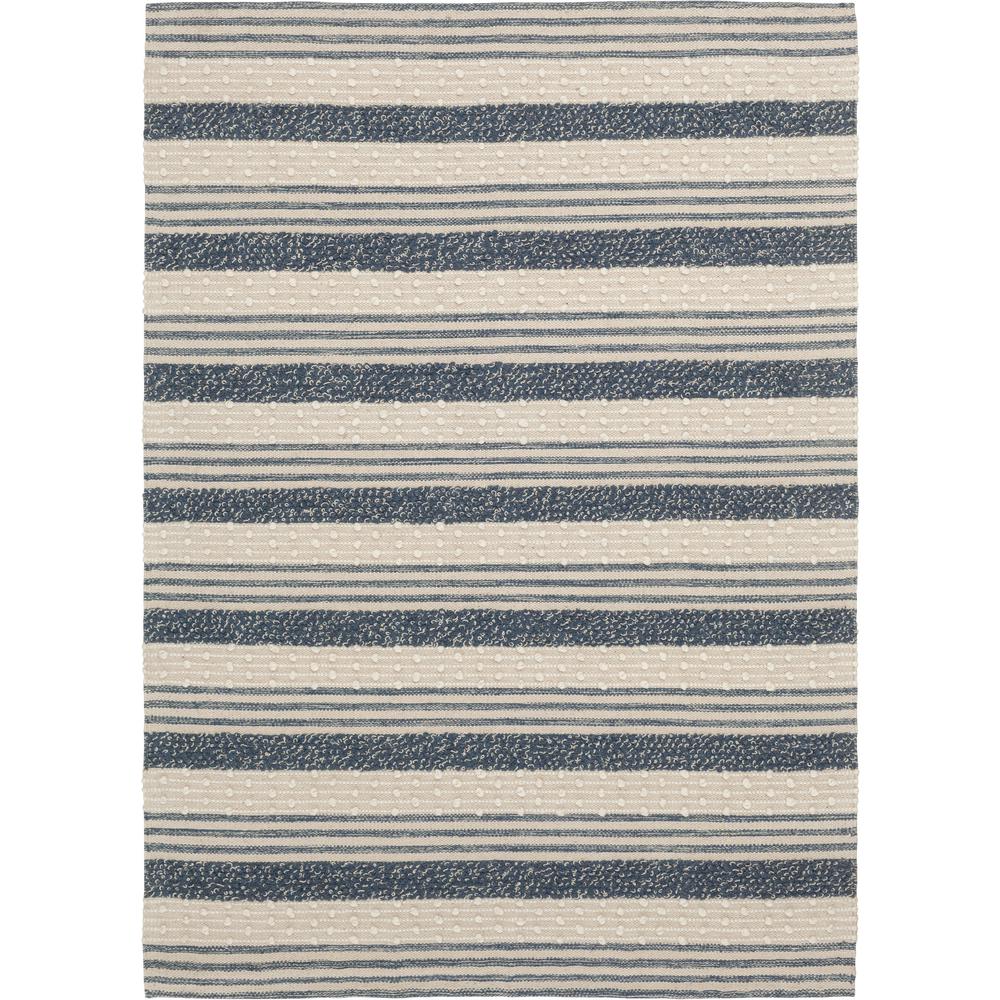 Bazaar Ruggle Blue 5 Ft X 7 Striped Cotton Wool Area Rug X 7 Ft Striped Cotton Wool Area Rug