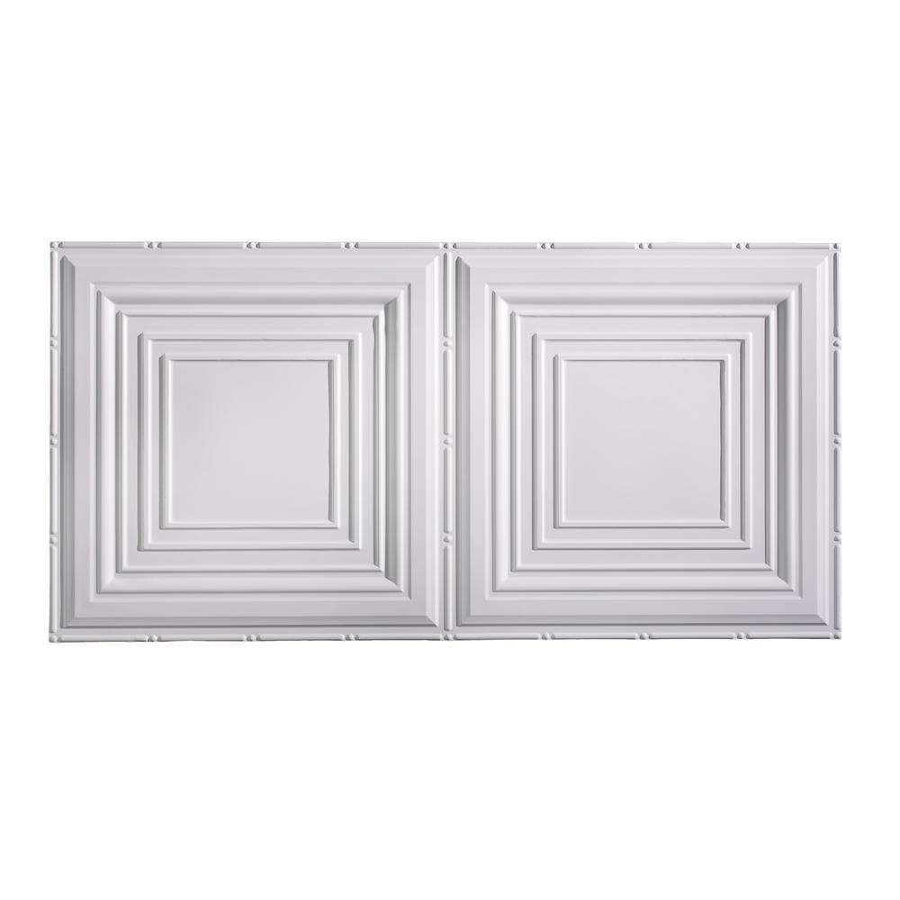 Fasade Traditional 3 2 ft. x 4 ft. Glue Up Vinyl Ceiling Tile in Matte White (40 sq. ft