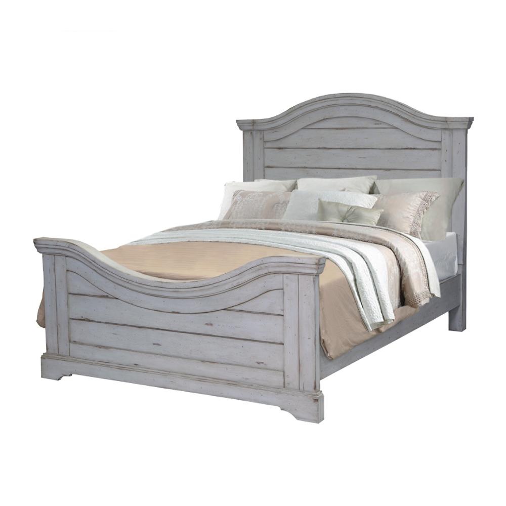 american woodcrafters stonebrook antique grey king panel bed 7820
